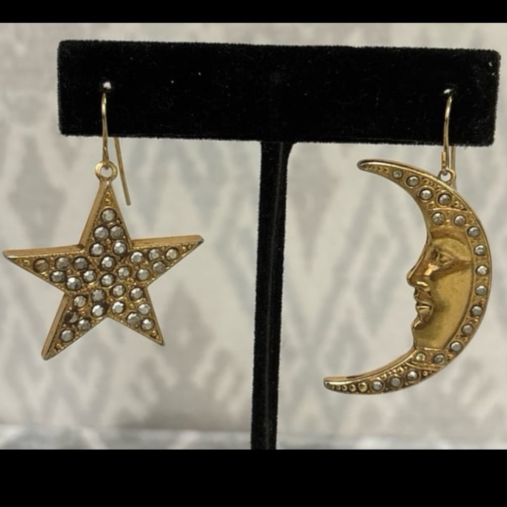 Kirks Folly Gold Star and Moon Earrings